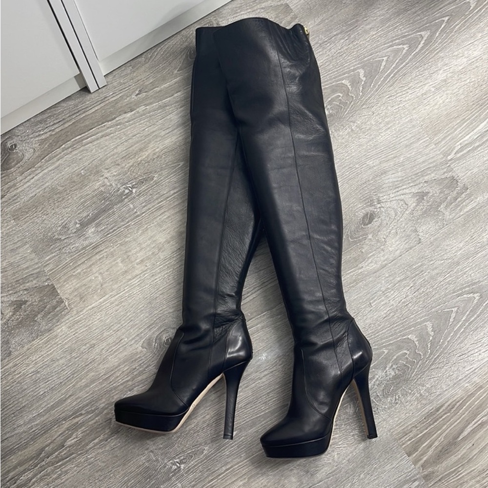Jimmy Choo Black and Gold Over-the-Knee Boots size 37.5 - Picture 4 of 9